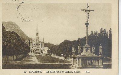 LOURDES 65 Le Calvaire Breton et la Basilique Edit.Delboy CPA sépia écrite ~1910 