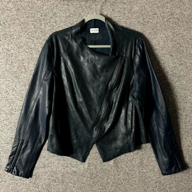 BlankNYC Women's Size XL Blue Faux Leather Full Zip Jacket