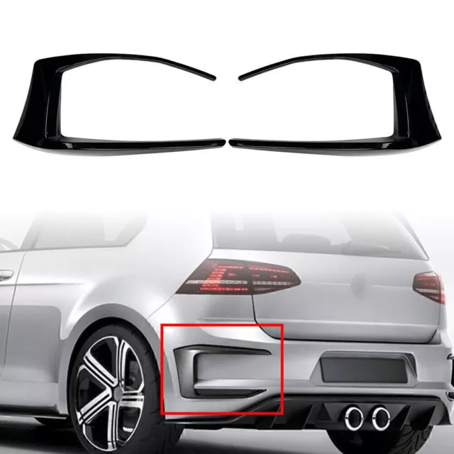 Black Rear Bumper Spoiler Fog Light Cover For VW Golf 7 GTI R GTD Mk7 2013-2016