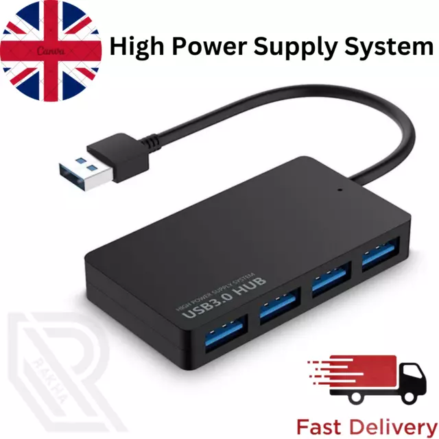 4 Ports Hub Splitter USB 3.0 High Speed Adapter Multi Desktop PC Laptop