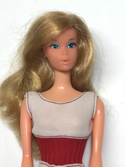 VTG Barbie Doll Steffie Face FREE MOVING 1974 Red White Outfit Flower Skirt -GR8