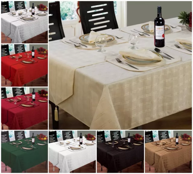 New Jacquard Hampton Tablecloths Napkins Runners & Placemats All Colours / Sizes