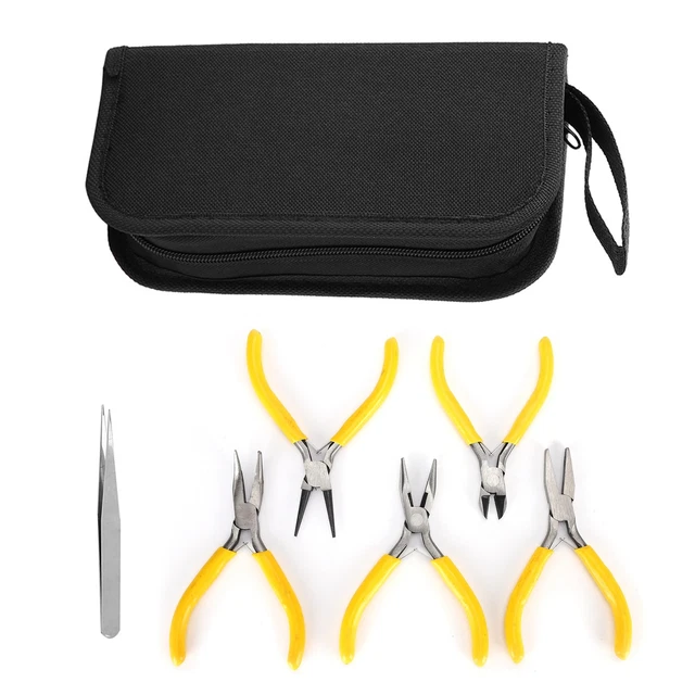 Kit de herramientas de 5 alicates de joyería nariz doblada redonda hágalo usted mismo ECA