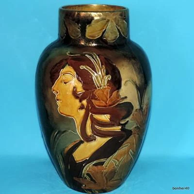 Antique Majolica Porcelain Art Nouveau Art Deco Vase By Thomas Forester & Sons