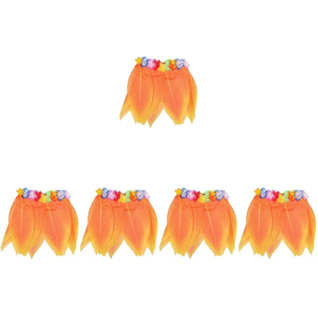 5pcs Kid Grass Skirt Festival Party Performance Leaf Hula Jupe Party Costu