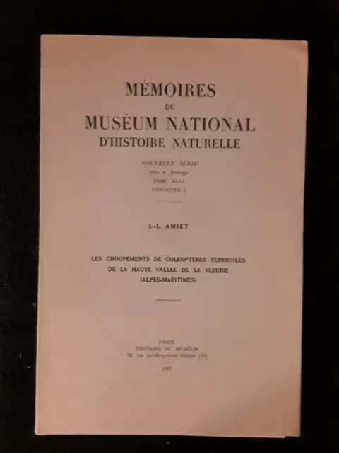 Mémoires du muséum national d'histoire naturelle. Tome XLVI. Fascicule 2. 1967.