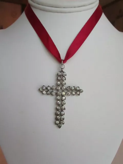 Antique Georgian Silver Paste Cross Pendant