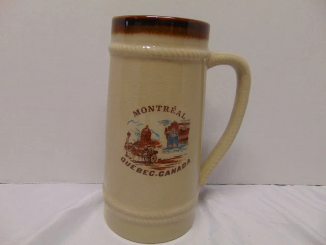 Vintage Ceramic Montreal Quebec Canada Stein horse & Buggy Capitol design 8"