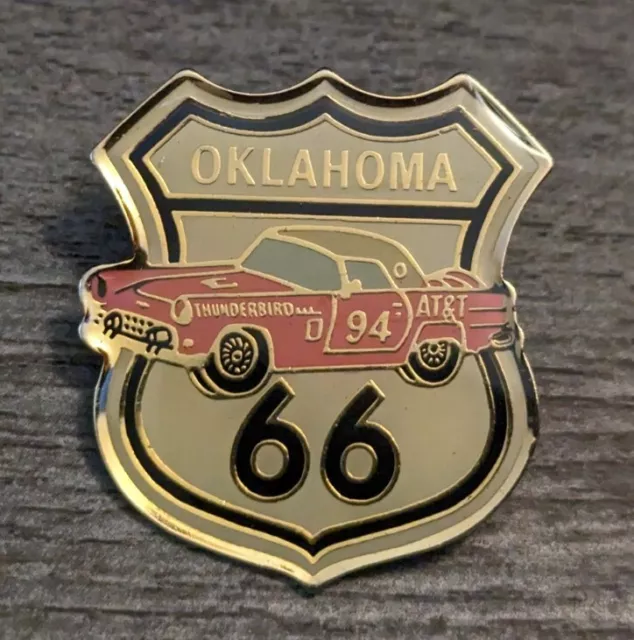 Route 66 United States Highway Oklahoma With Pink Thumderbird Souvenir Lapel Pin