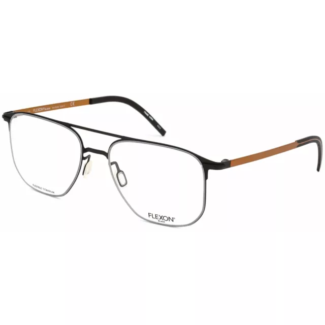 Flexon Men's Eyeglasses Black Square Full Rim Metal Frame FLEXON B2004 001