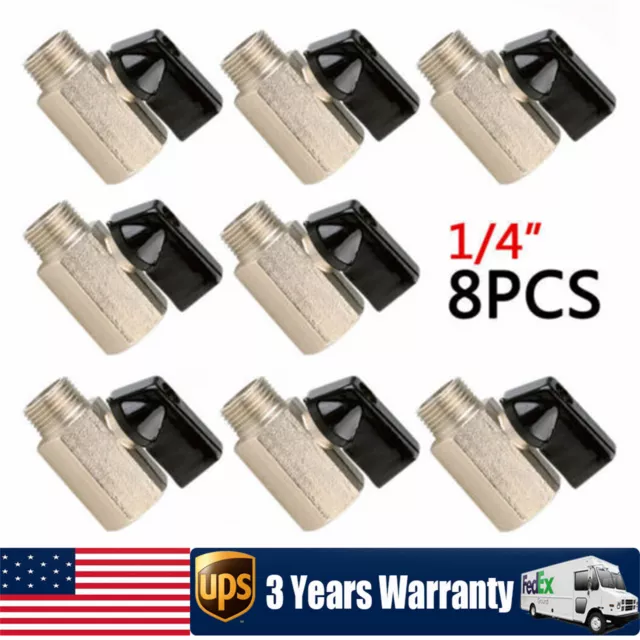 8x Carpet Cleaning 1/4" Shut-Off Valve Fit Hoses Wand Corrosion Resistant Brass