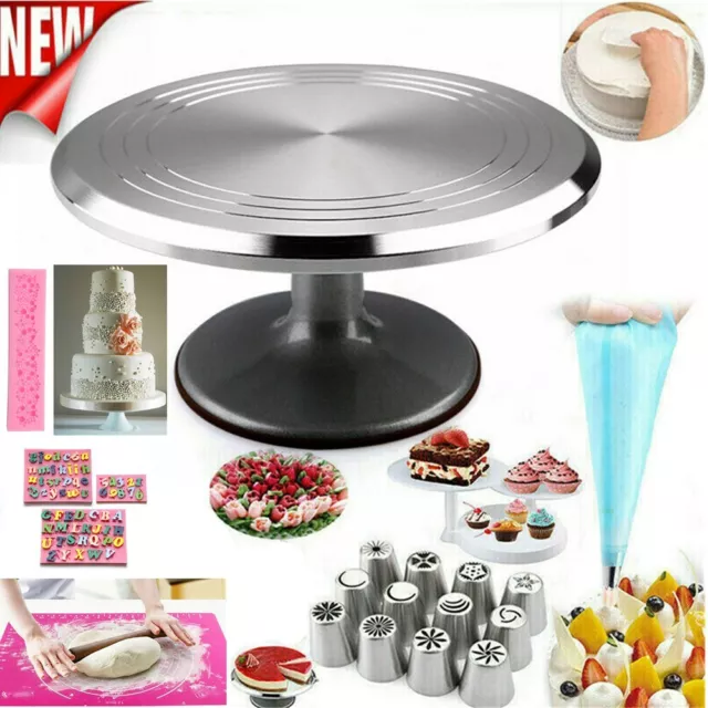 12" Cake Turntable Kitchen Rotation Decorating Revolving Display Stand / Moulds