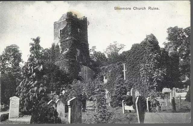 Lovely Scarce Old Postcard - Church Ruins - Stanmore - Middlesex  C.1912