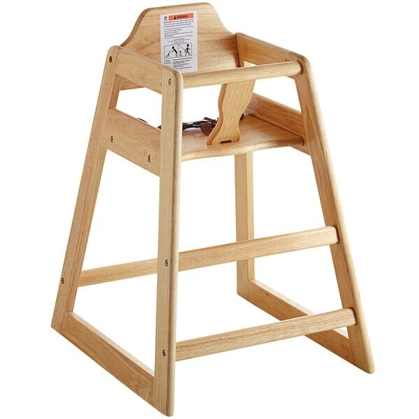 NEW Children's High Chair Seat Standard Height Natural Wood Safety Strap #1379