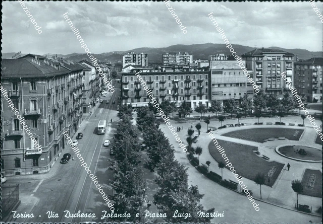 cg310 cartolina torino citta'   via duchessa jolanda e piazza luigi martini