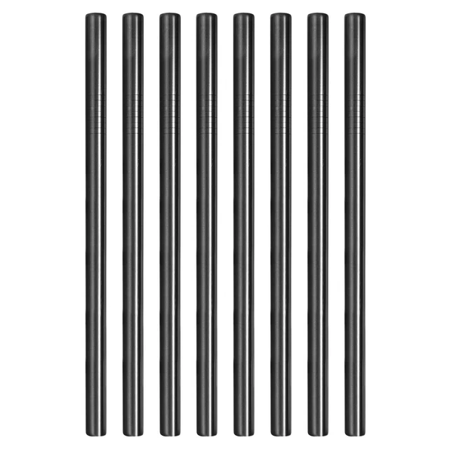 8Pcs 8.46" Long Stainless Steel Straight Straws for Travel Mugs(Black)