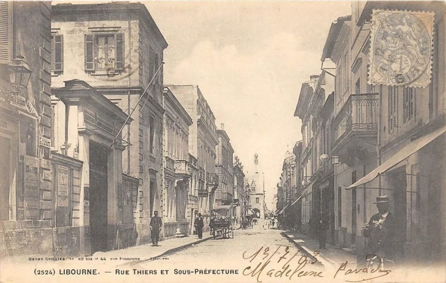 CPA 33 LIBOURNE RUE THIERS ET SOUS PREFECTURE (dos non divisé)