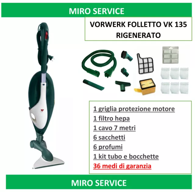 Scopa Elettrica Vorwerk Folletto  Vk 135 Con Hd 40 Nuova - 36 Mesi Di Garanzia