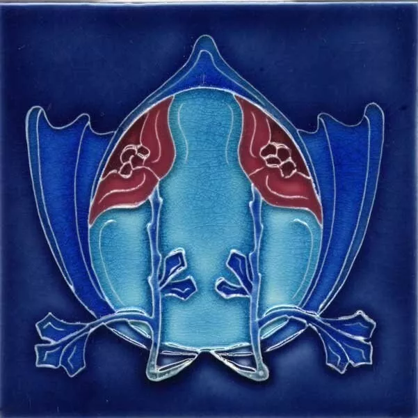 Porteous 6"x6" Majolica Art Tile, Art Nouveau, Arts & Crafts - V93A