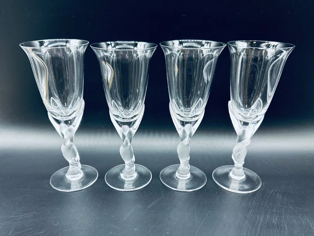Kissing Dove Igor Carl Faberge Flutes 8 1/4" Wine Glasses(Set of 4) France