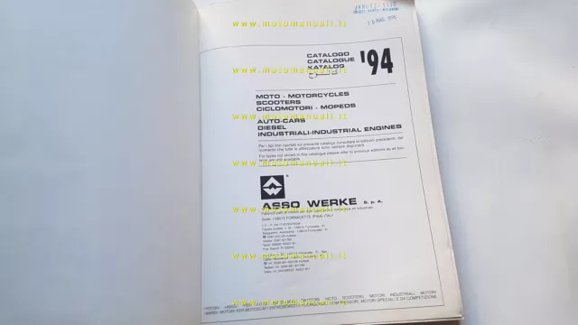 Asso Werke catalogo generale 1994 pistoni moto auto originale italiano 2