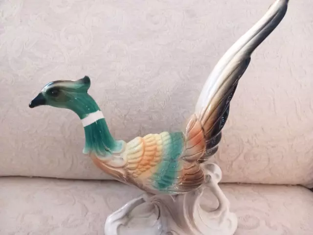 Vtg Mid Century Hand Painted Pheasant Lovely Bird Ceramic Statue Figurine MCM