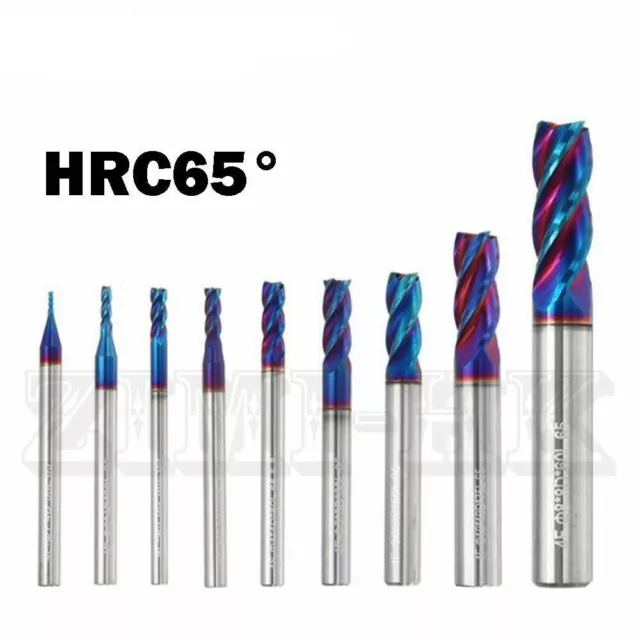 13pcs 1mm-20mm HRC65 Solid Carbide 4 Flutes Flat End Mills Milling Cutter Tools