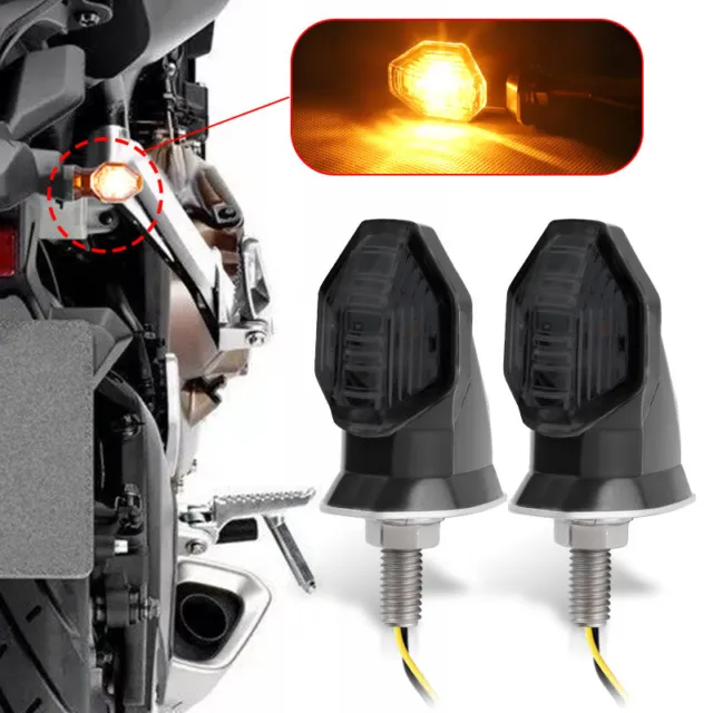 2X Amber Motorcycle Indicators LED Turn Signal Light Dirt Bike Mini Blinker Lamp