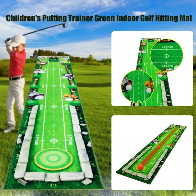 Golf Practice Mat Children's Putting Trainer Indoor Golf Hitting Mat with Ruler