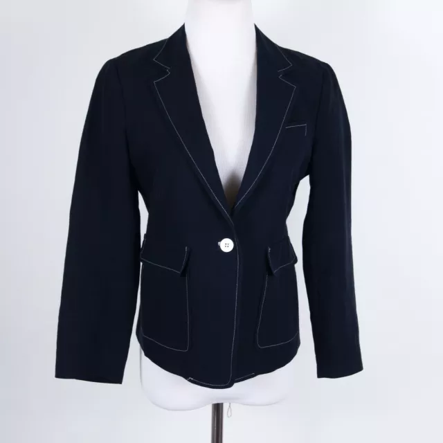 Band Of Outsiders BOY 1-button Jacket Blazer 100% Linen Navy Long Sleeve sz 2