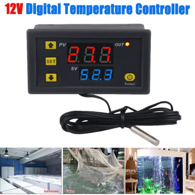 DC 12V 20A Digital Temperature Controller Switch Probe Thermostat Control W3230