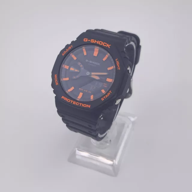 Casio G Shock GA 2100 Black Full Orange Index Dial Custom MODS Hand Painted 45mm 2