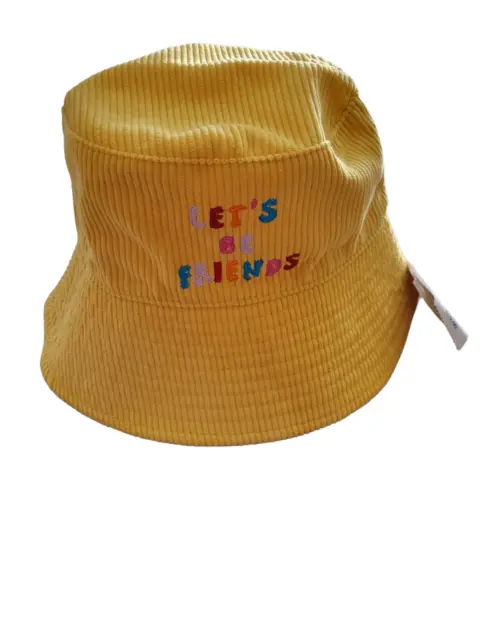 Kids' 'Lets Be Friends' Bucket Hat - Cat & Jack Mustard Yellow NWT see pics