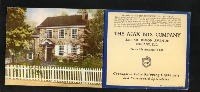 Washington's Valley Forge Headquaters--Ajax Box Ink Blotter--Chicago, Illinois