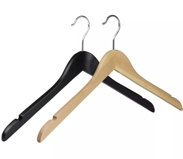 The Hanger Store™ Wooden angled coat clothes hangers in Black & Natural