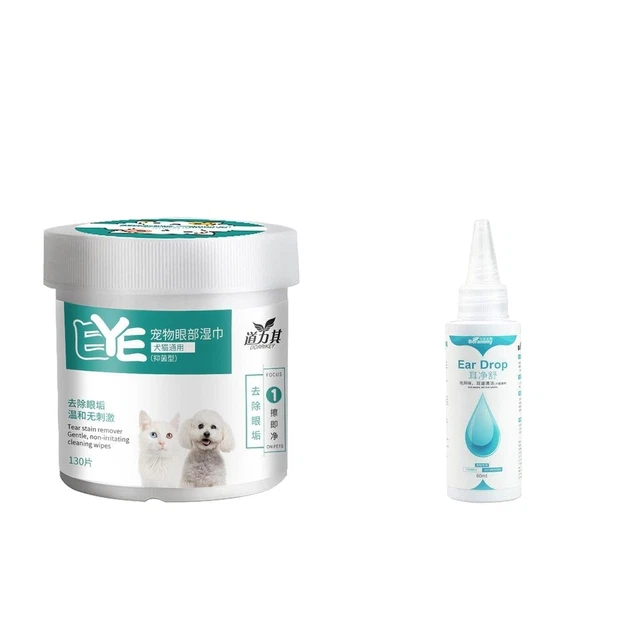 130 Pcs CHIEN TEAR STAIN REMOVER  EYE   CATS With Ear Drop