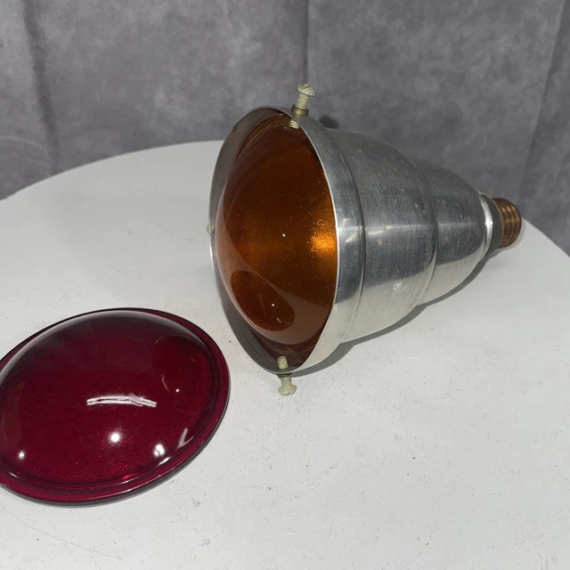 Cubierta vintage 1930-1940 Darkroom Safe Light roja y naranja