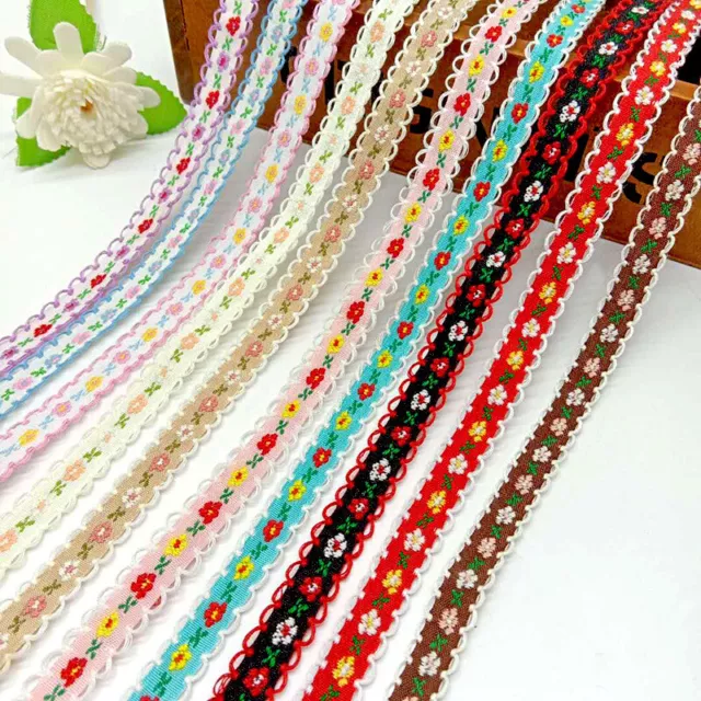 5 Yards Embroidered Flower Lace Trim Ribbon Clothing Wedding Dress Sewing DIY