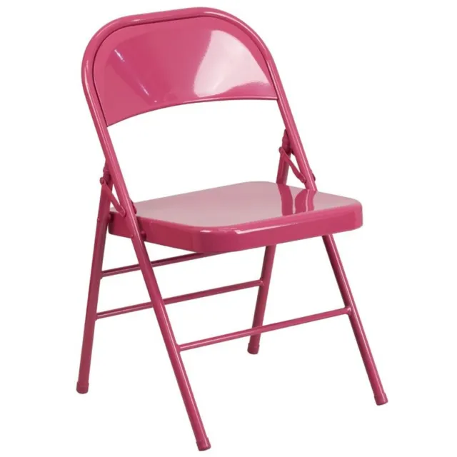 Flash Furniture Hercules Colorburst Metal Folding Chair in Fuchsia