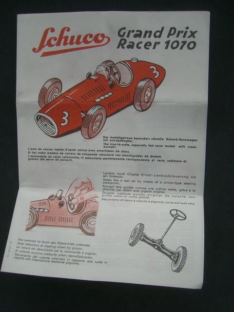 Schuco 1070 Grand Prix Racer - Mécanisme + Châssis D'origine (occasion Tôle)