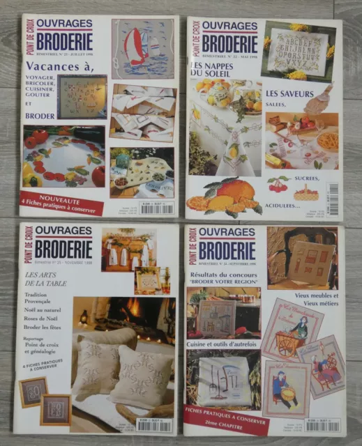 lot 4 magazines ouvrages broderie point de croix N° 22/23/24/25