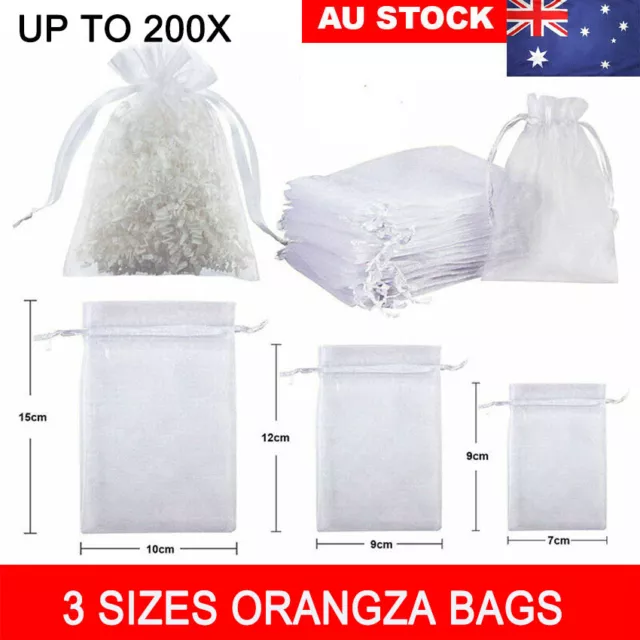 100/200X Organza Bag Sheer Bags Jewellery Wedding Candy Packaging Gift 3 Sizes