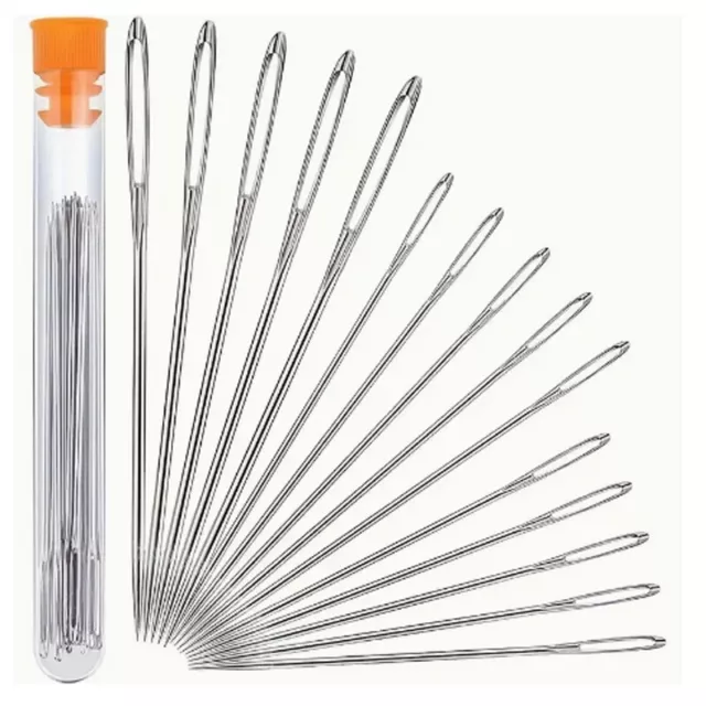 15pcs Hand Sewing Set Craft Embroidery Upholstery  Big Hole Metal Needle