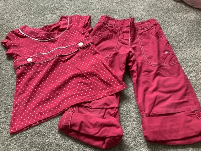 Summer Holiday Bundle - Cerise Pink Trousers Crops & Pretty T Shirt  - Age 6/7