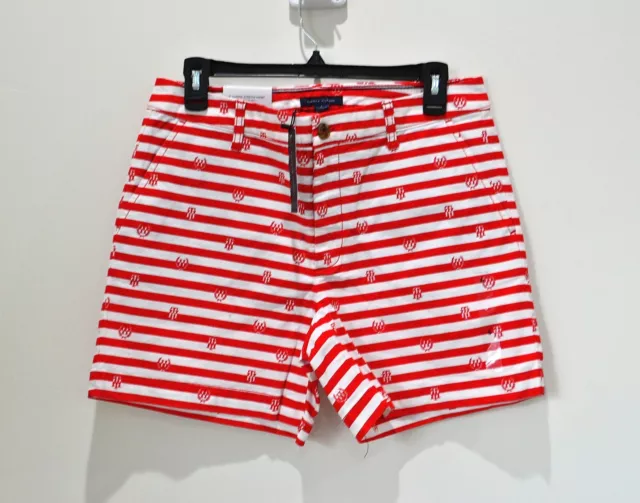 Nwt Women's Tommy Hilfiger Stretch 5" Classic Red Striped Chino Shorts 6, 12