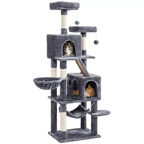 Árbol Rascador para Gatos Altura 181,5 cm Torre de Gatos con Postes Rascadores