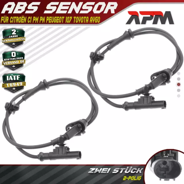 2x ABS Sensor Vorderachse für Citroën C1 PM PN Peugeot 107 Toyota Aygo 2012-2014