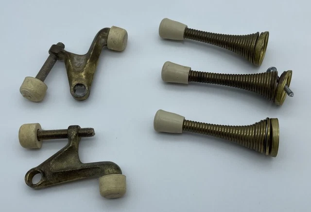 Vintage Door Stopper Stops Lot of 5  Brass with Plastic