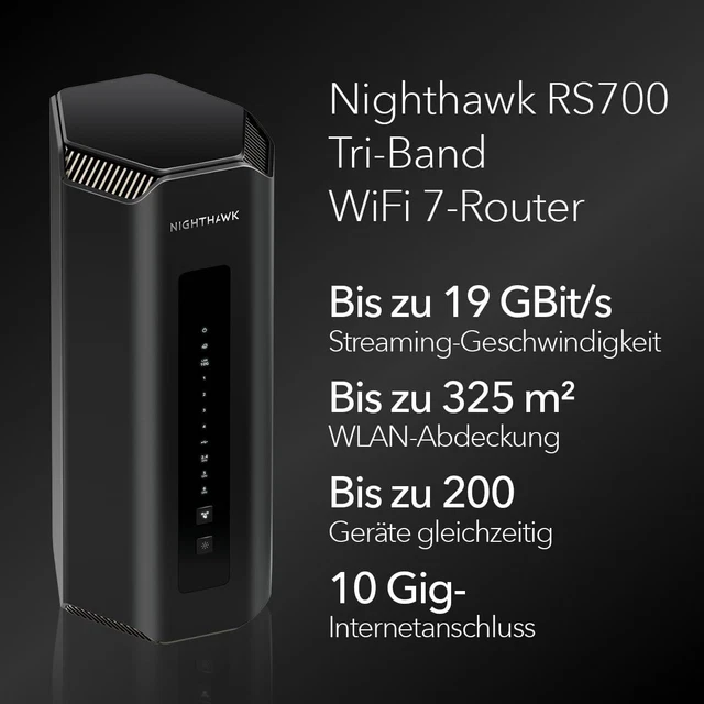 NETGEAR NIGHTHAWK TRI-BAND WiFi 7-Router (RS700) | Glasfaser Router ...