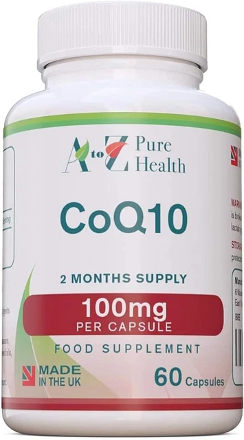 Coenzyme Q10 100mg En Gélules - Supplément Pour L'énergie Et Le Cœur - Marque Oxford Vitality - Différentes Quantités Disponibles